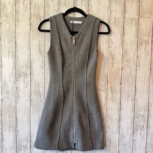 ZARA Gray Sleeveless Zip-Up Dress